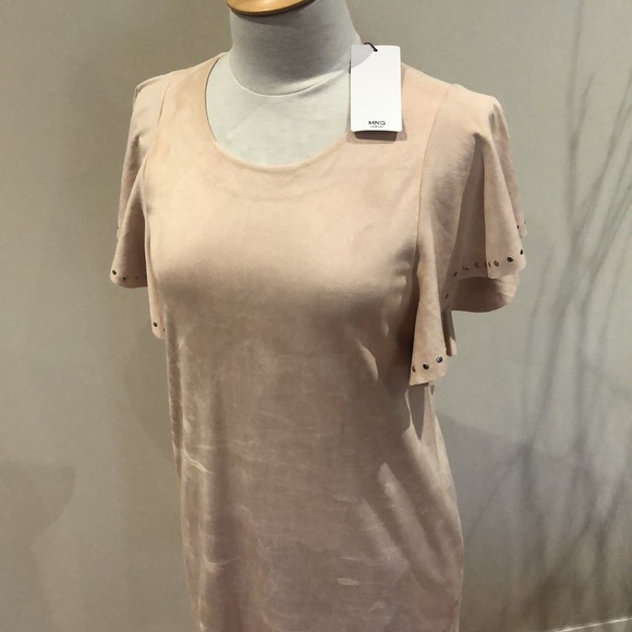 MNG Mango faux suede light dress with bell sleeve - Picture 3 of 9